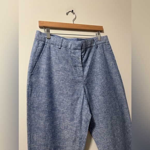 NWT Draper James Chambray Linen Cotton Blend Cropped Pants Size 10 - Picture 7 of 10